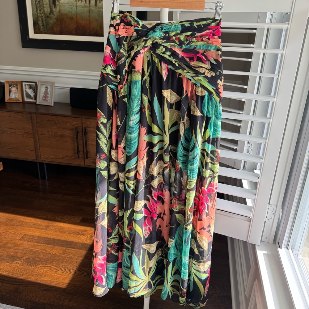 PATBO Pleated Floral-print Chiffon Maxi Skirt In Black Multi Floral - Picture 4 of 7